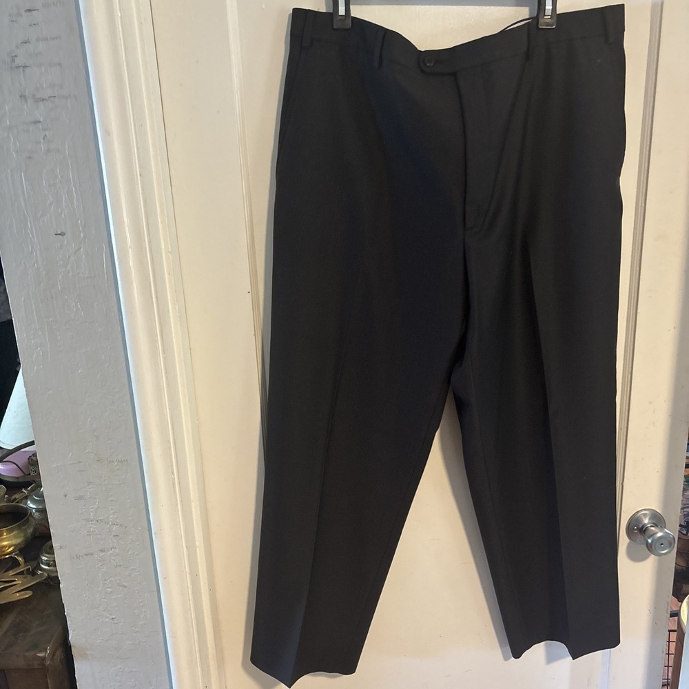 Zanella Benny Wool Dress Pants Men's 42x27 Striped Black Italy Extra Fabric